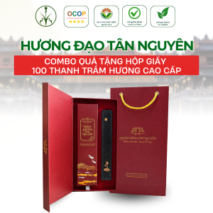 Hương Đạo Tân Nguyên - Combo hương đạo 100 thanh trầm hương cao cấp 10.5cm, nhang trầm cao cấp, trầm hương thiên nhiên, nhang không tăm - H100DB