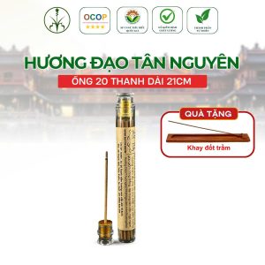Ống hương đạo 20 thanh trầm hương cao cấp 21cm - TẶNG KHAY ĐỐT H20DK