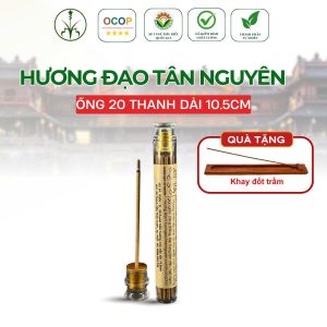 Ống hương đạo 20 thanh trầm hương cao cấp 10,5cm - TẶNG KHAY ĐỐT H20NK